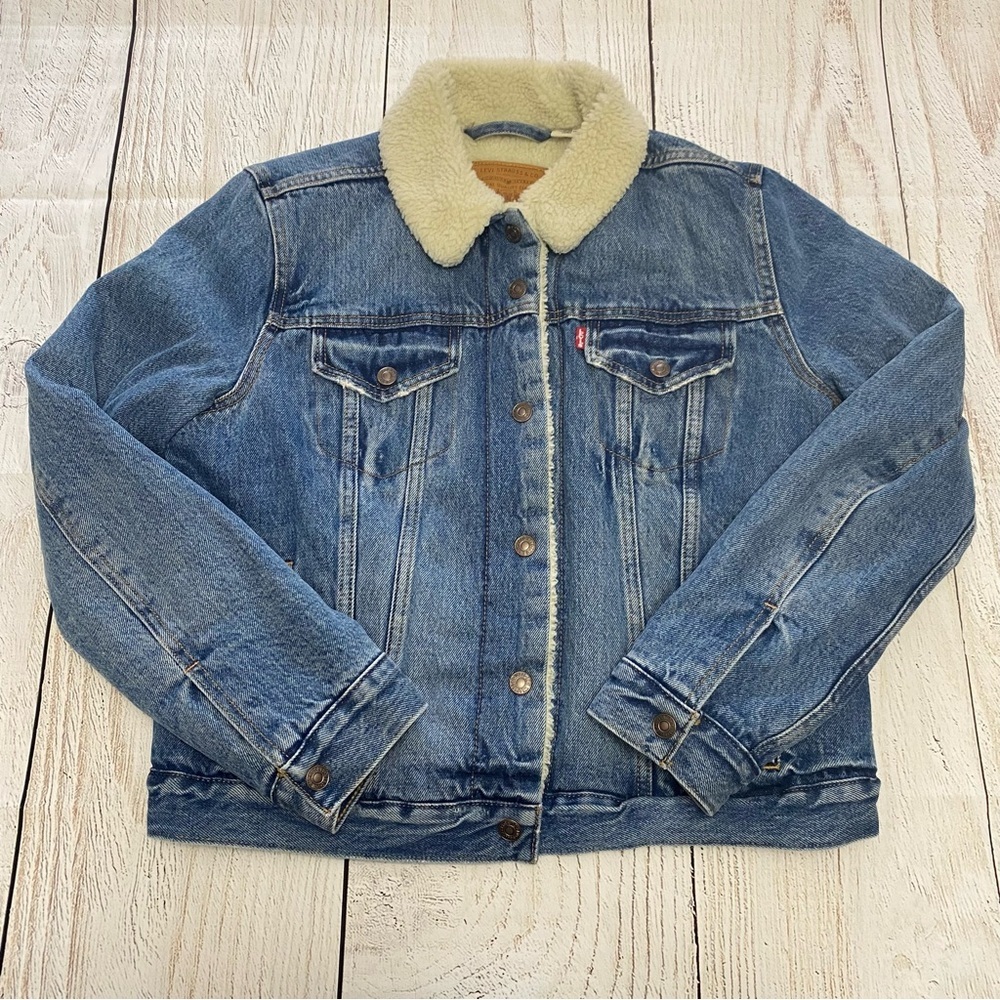 Levi's Blue Denim Sherpa Lined Jacket